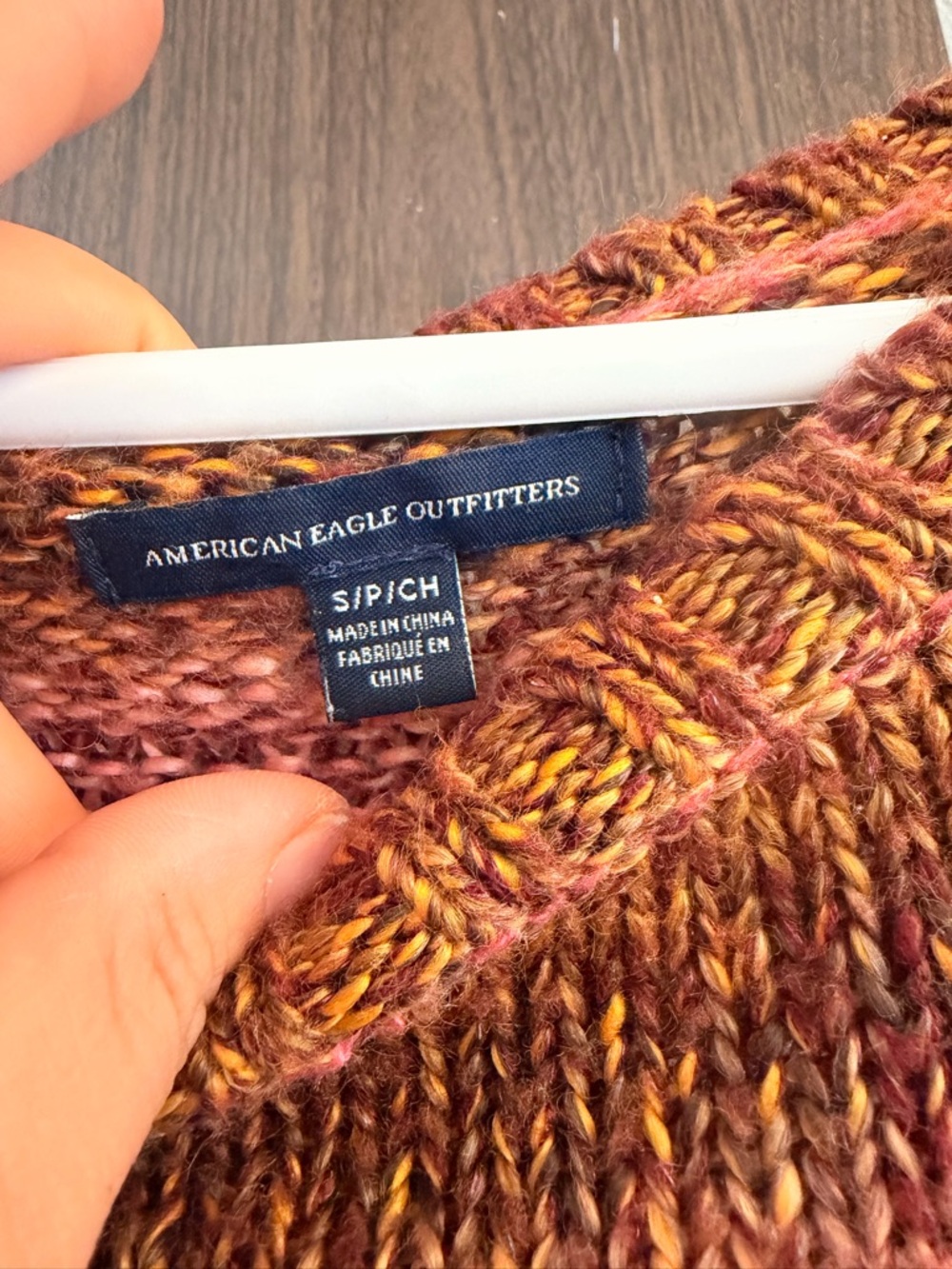American Eagle Outfitters Marled Cable Knit Sweater in Brown and Yellow